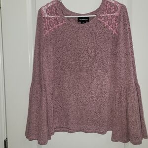 Liz Claiborne Mauve Lace Accent Blouse